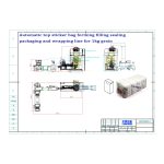 To'ldiruvchi muhrlangan qadoqlash liniyasini tashkil etuvchi yuqori stikerli sumkali avtomatik tekis pastki sumka mijozimiz tomonidan buyurtma qilinadi